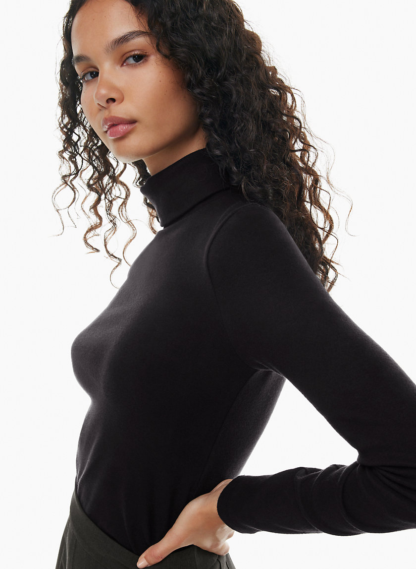 Compact Jersey Ribbed Turtle Neck Top