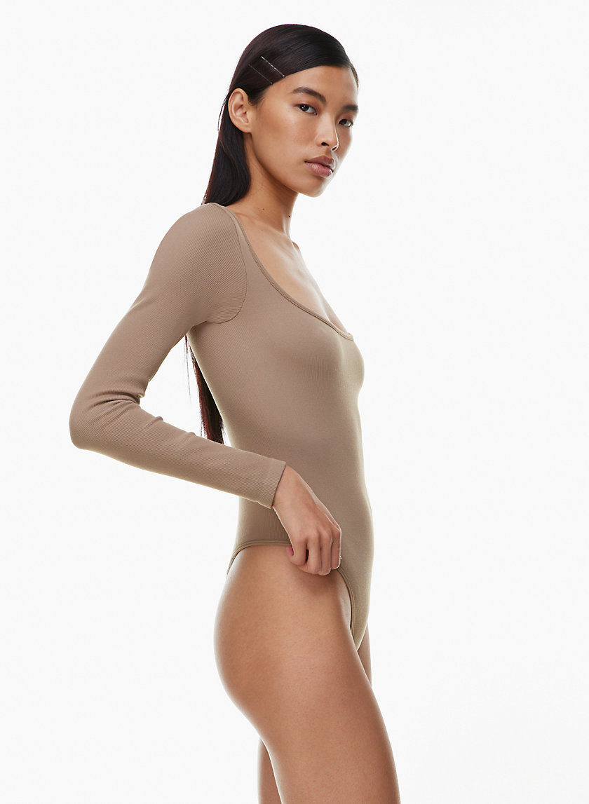 Women's Long Sleeve Cold Shoulder Thong Ribbed Bodysuit – Good Stuff Apparel