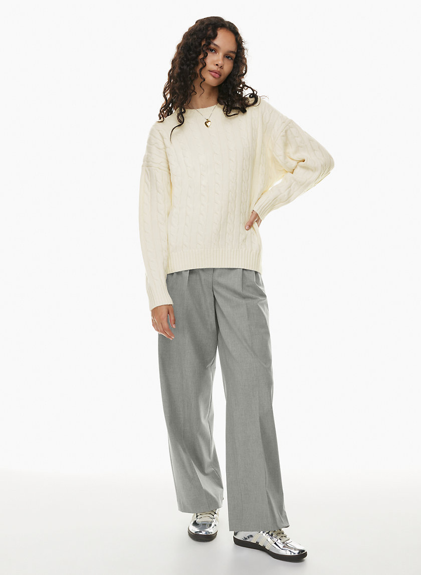 Zara Women's Ribbed Knit Sweater Cream High Collar Long Sleeve Raglan  Pullover s