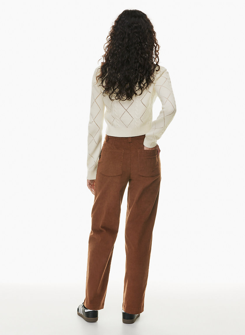 Women's Trousers Zipper Fly Corduroy Pants Women's Trousers Wide Leg (Color  : Brown, Size : Medium) : : Clothing, Shoes & Accessories