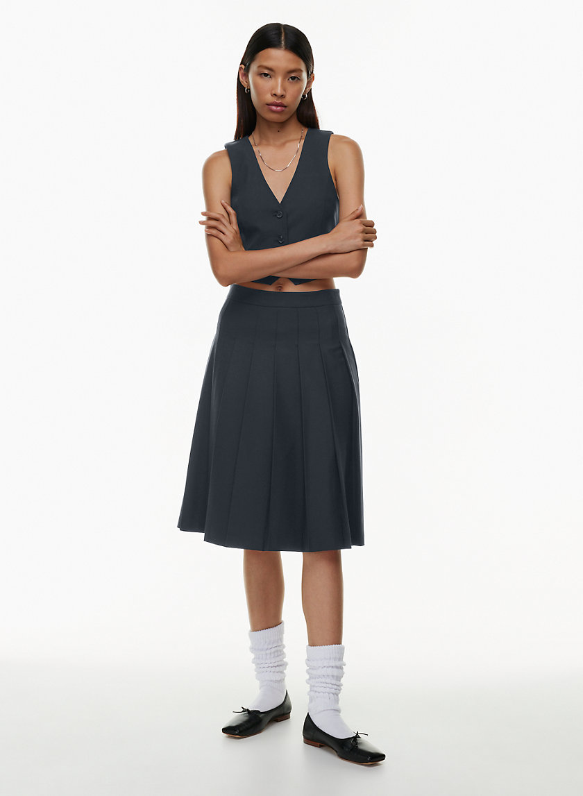 Timeless Moment Olive Pleated Skirt
