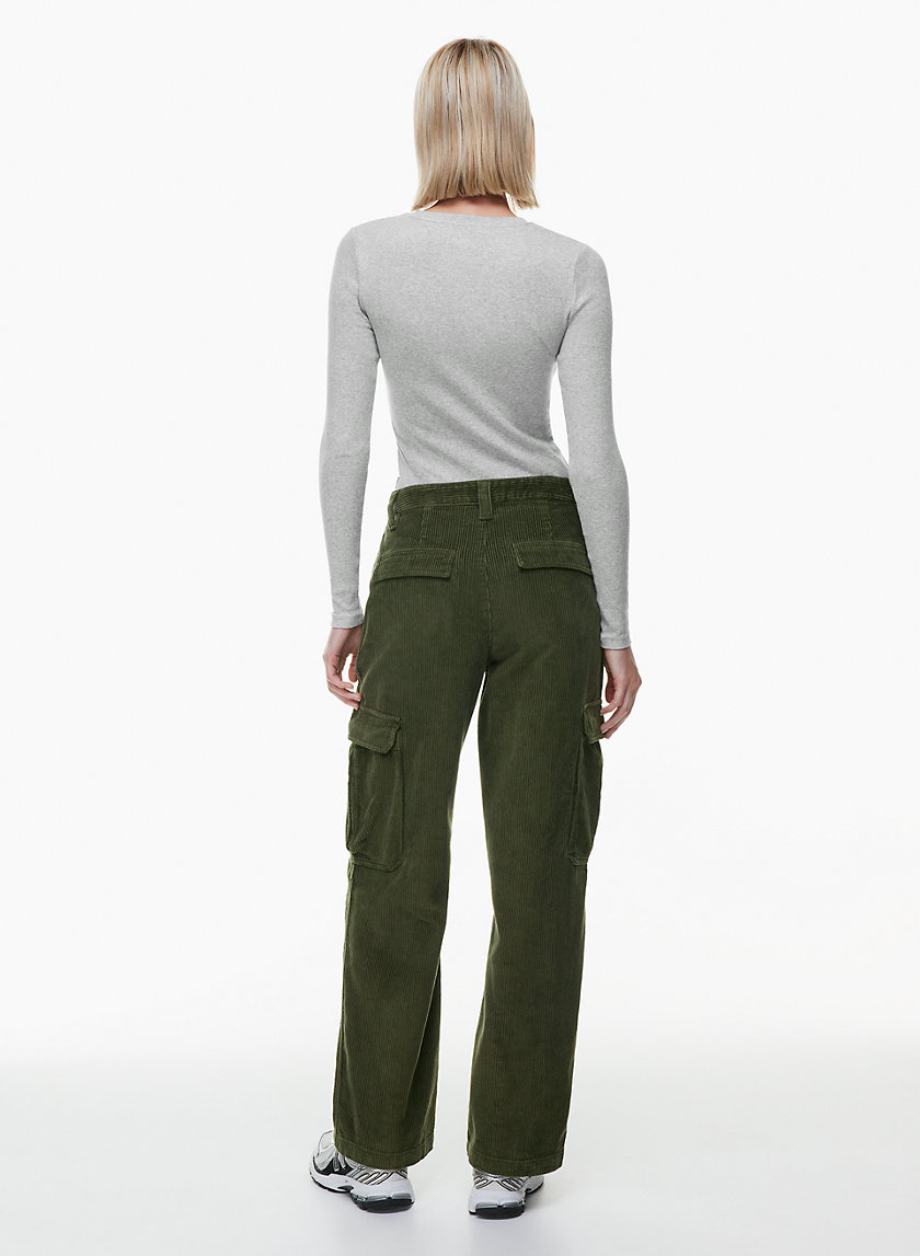 Women Winter Solid Color Loose Cotton Corduroy Cargo Pants Female