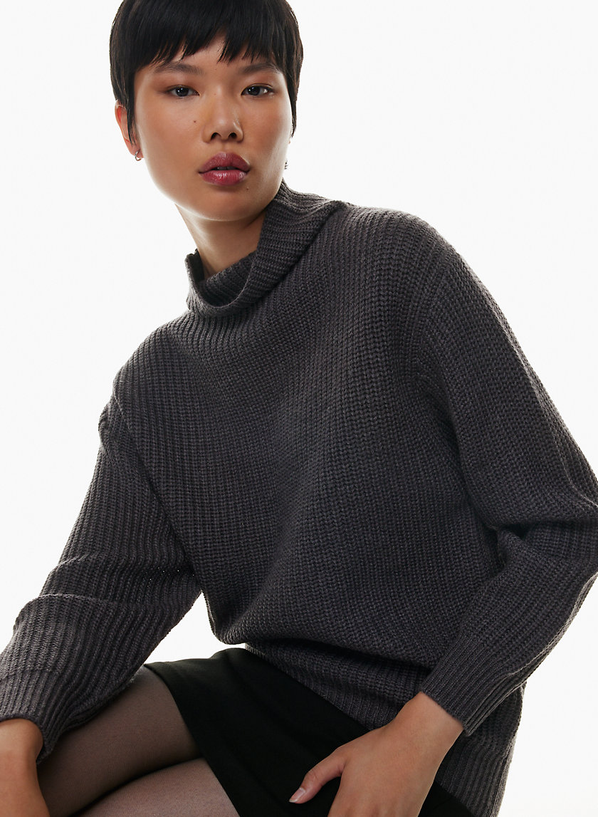 Ultrasoft Cashmere Turtleneck Sweater with Balloon Sleeves