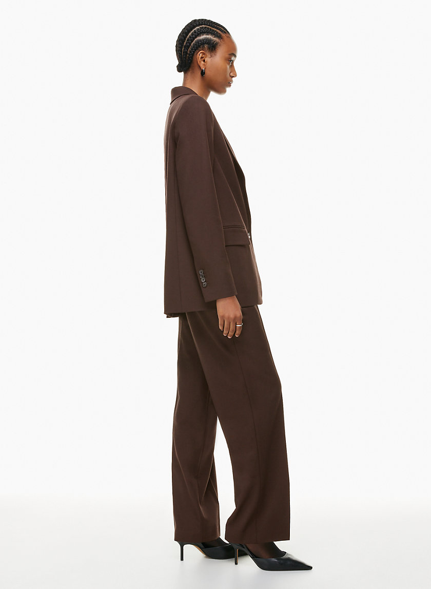 Linen Blend Slim Fit Suit Pants in Khaki 002 | Hallensteins NZ