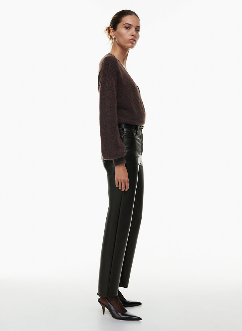 Leather Pants w/ Slight Wide Leg Black – Five 22