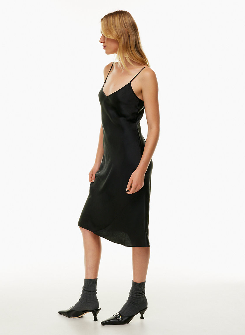 Wilfred Women's Only Slip Satin Midi Dress in Black Size Large