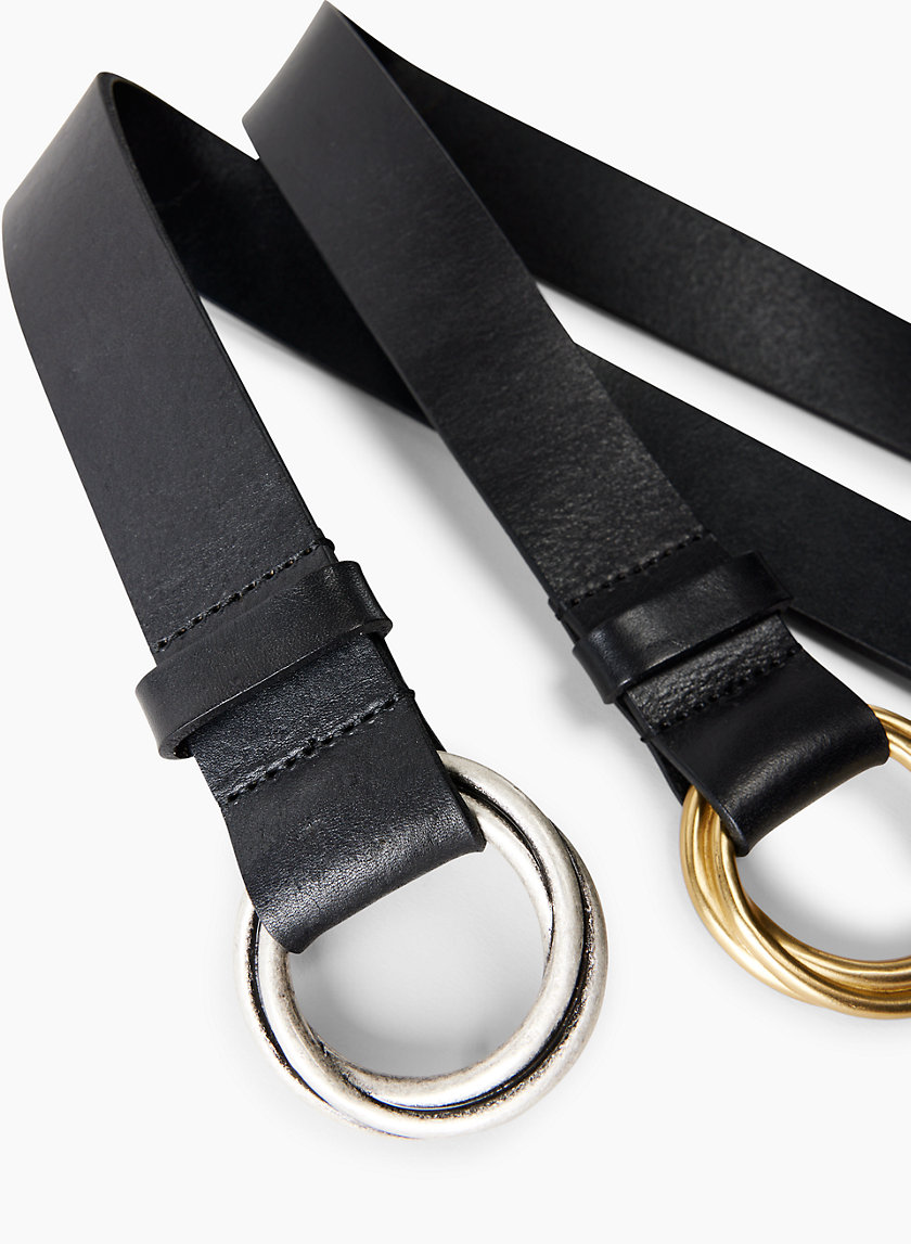 Double O Ring Leather Cinch Belt