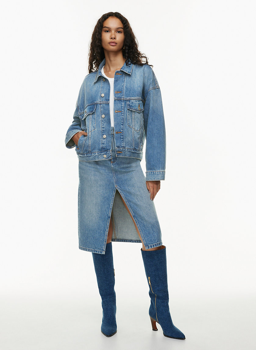 Oversized Denim Jacket - Dark denim blue - Ladies | H&M AU