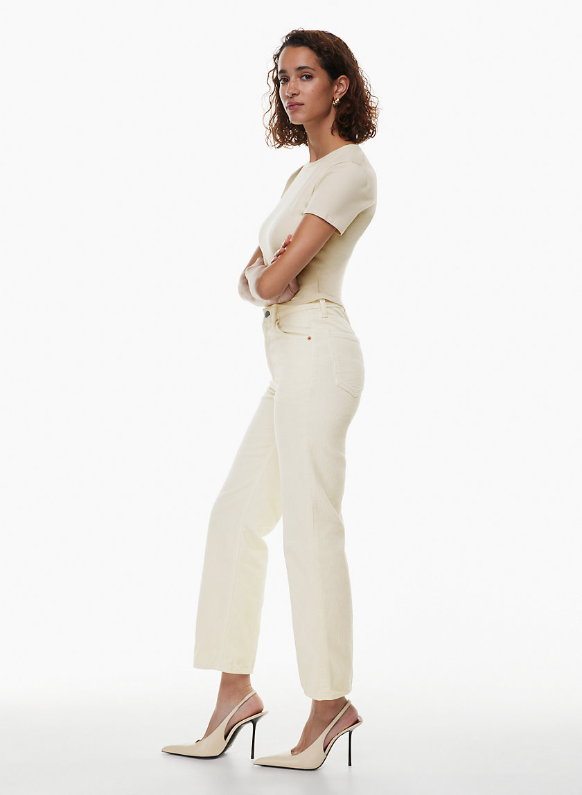 Corduroy Winter White Pants 80s, Pleated Trousers, Women Baggy
