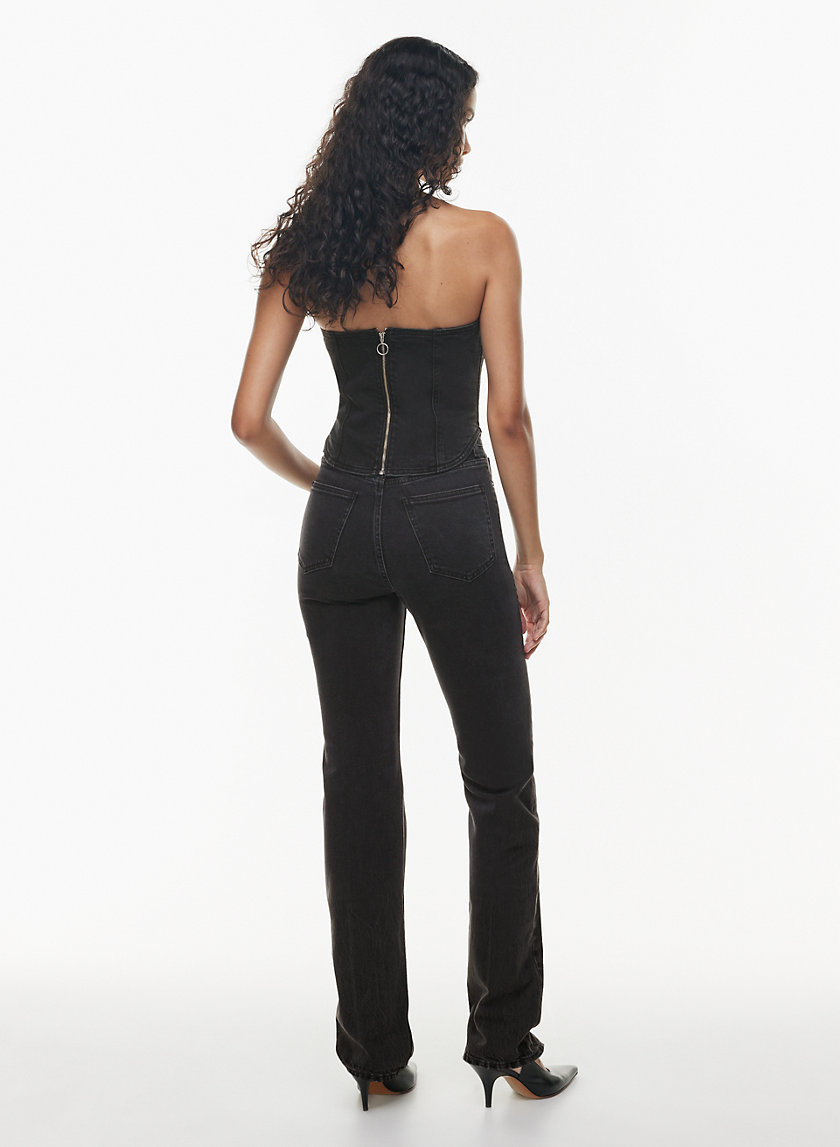 Aaliyah Petite Bandeau Wide Leg Jumpsuit in Black