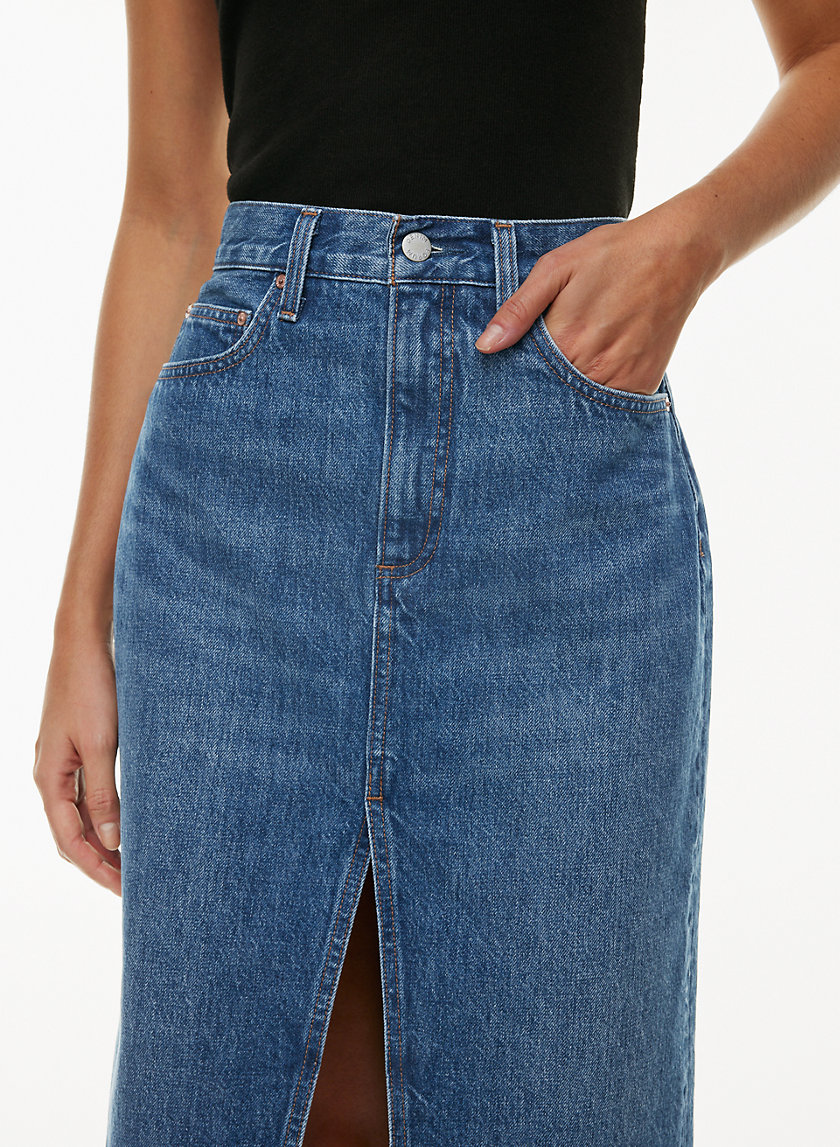 Denim Forum THE '90S HALLE STRETCH DENIM SKIRT