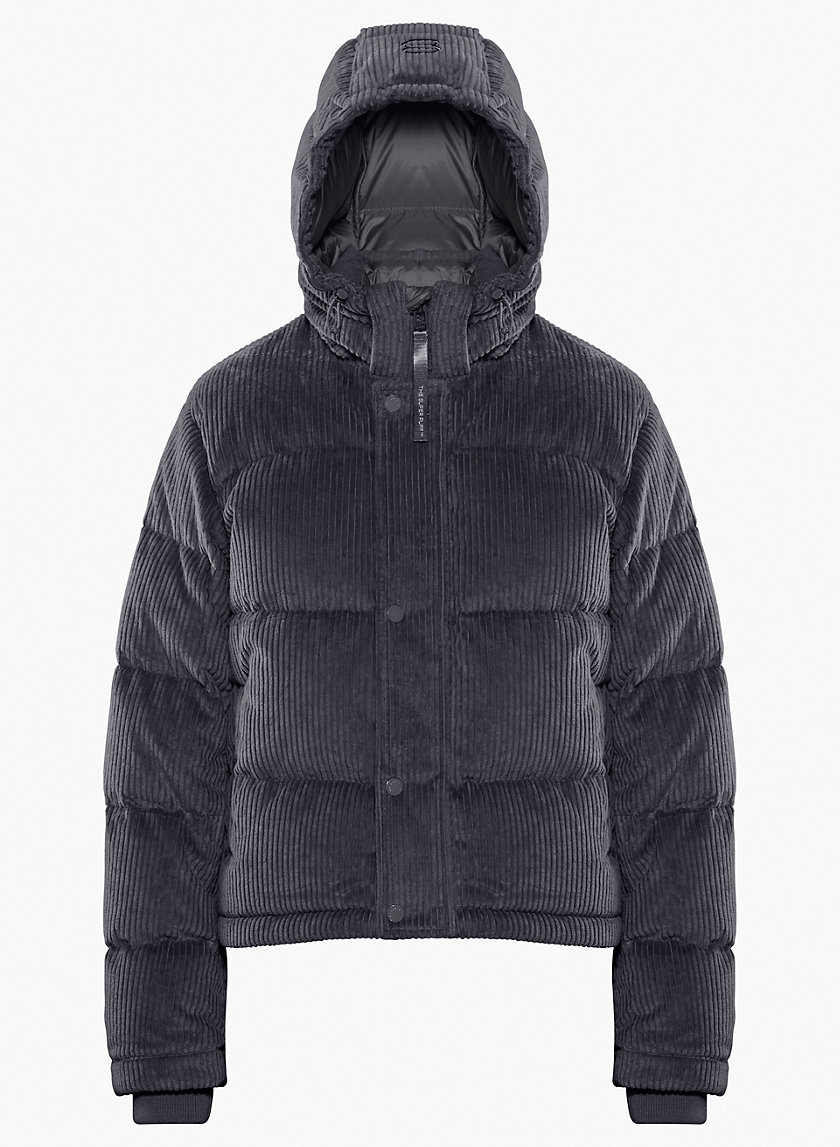 Premium Cord Zip Through Puffer Jacket