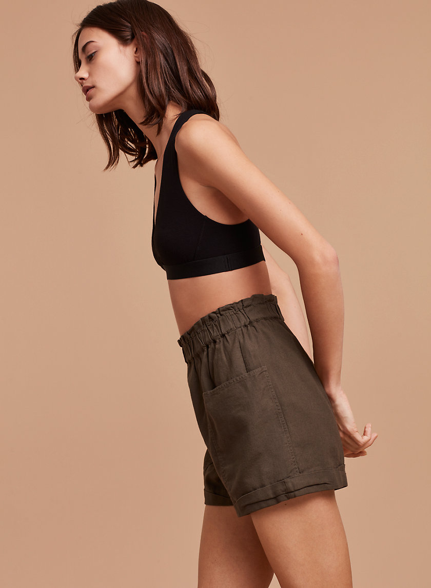 white linen shorts aritzia