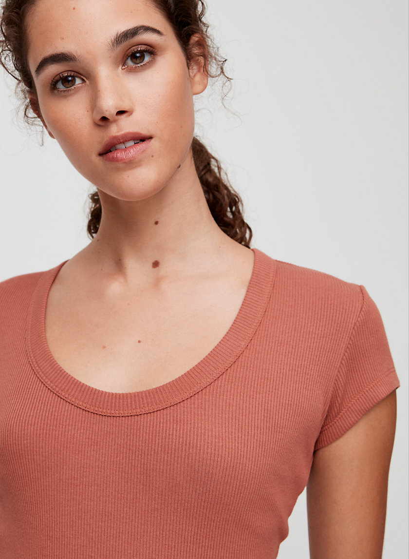 ORIANA T-SHIRT - Ribbed Scoop-Neck T-Shirt ORIANA T-SHIRT - Ribbed Scoop-Neck T-Shirt