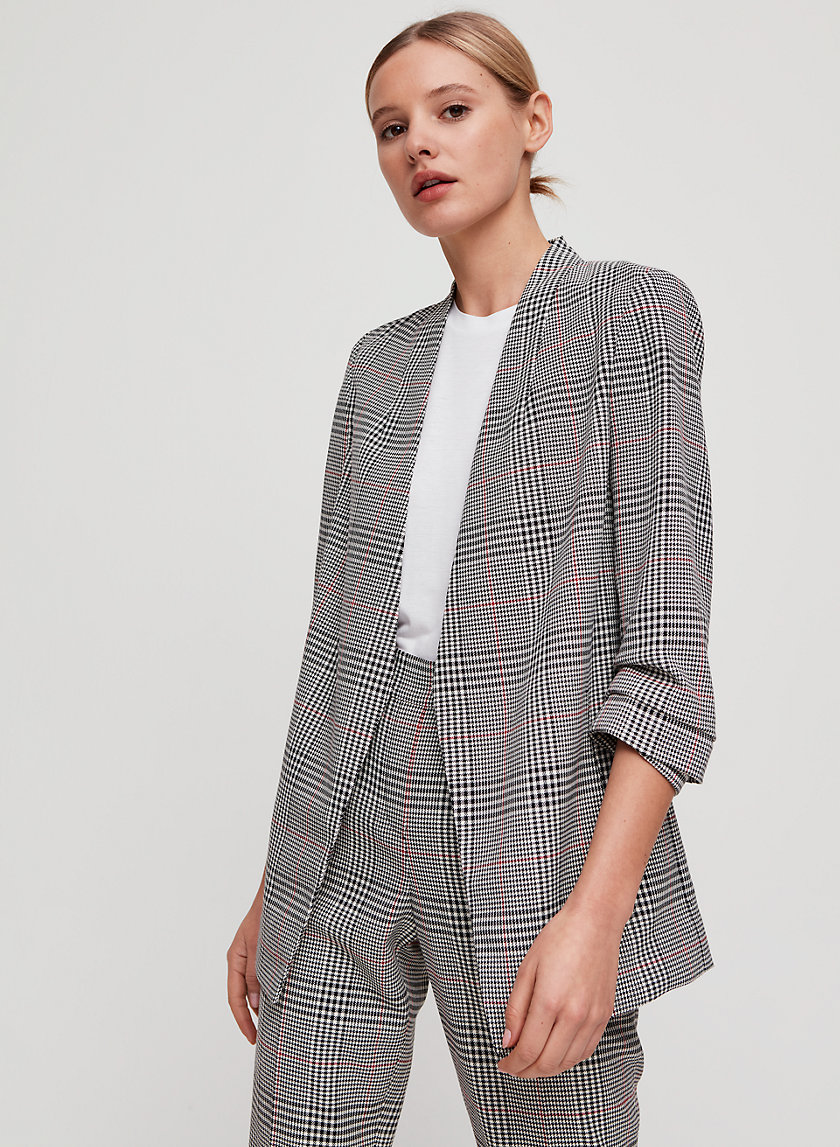 POWER BLAZER - 3/4 rolled sleeve, plaid blazer POWER BLAZER - 3/4 rolled sleeve, plaid blazer