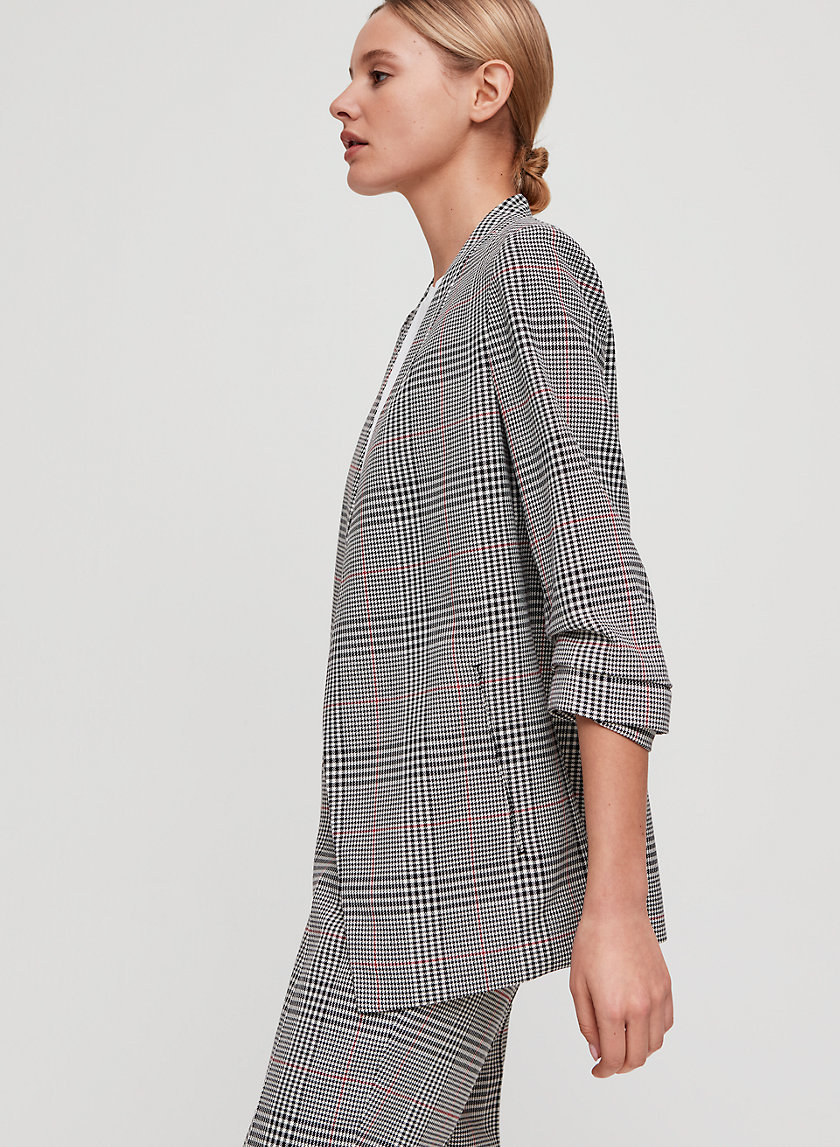 POWER BLAZER - 3/4 rolled sleeve, plaid blazer POWER BLAZER - 3/4 rolled sleeve, plaid blazer