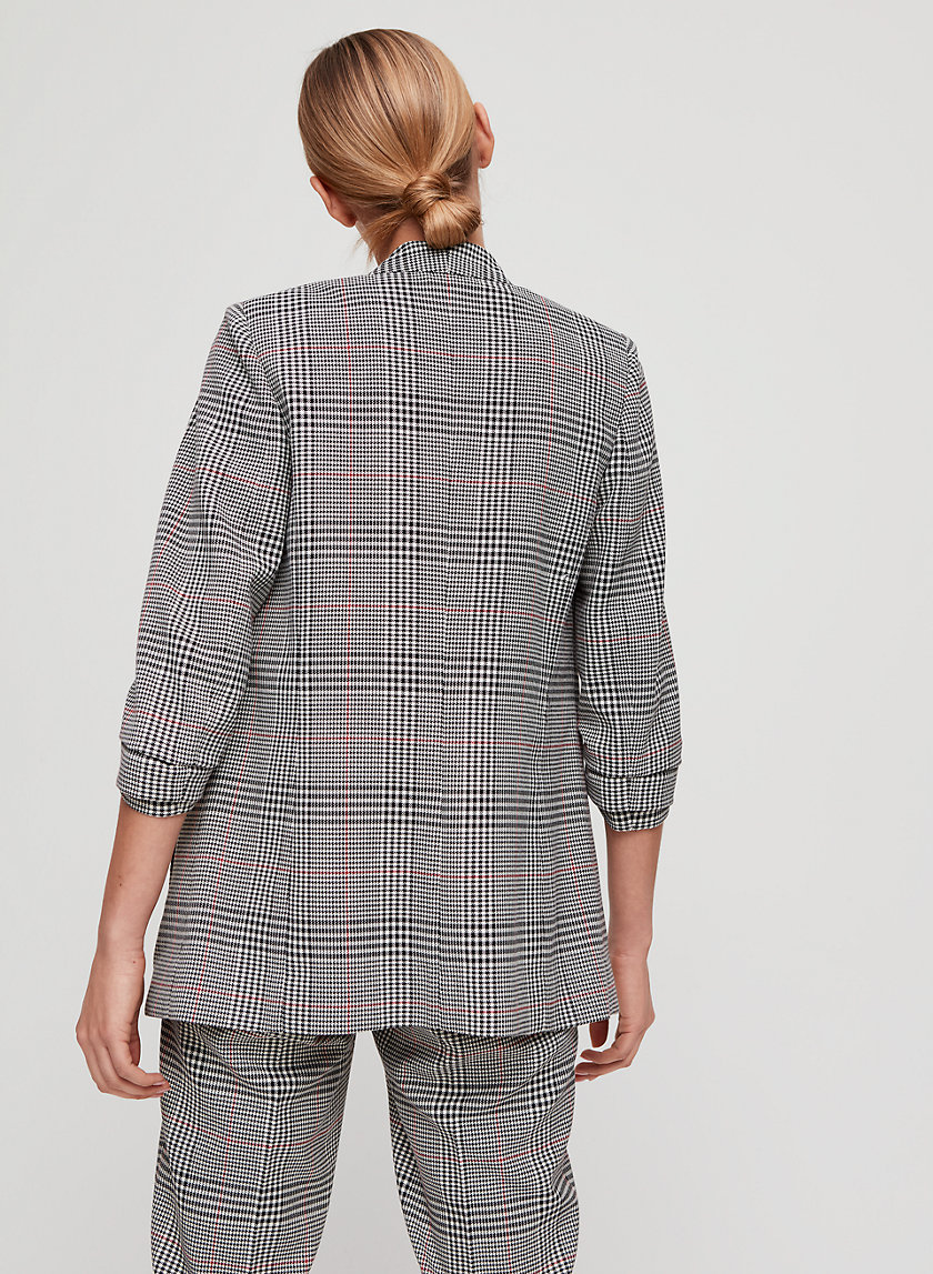 POWER BLAZER - 3/4 rolled sleeve, plaid blazer POWER BLAZER - 3/4 rolled sleeve, plaid blazer