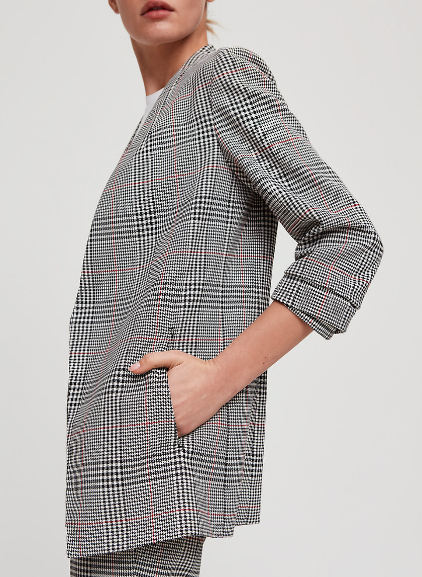 POWER BLAZER - 3/4 rolled sleeve, plaid blazer POWER BLAZER - 3/4 rolled sleeve, plaid blazer