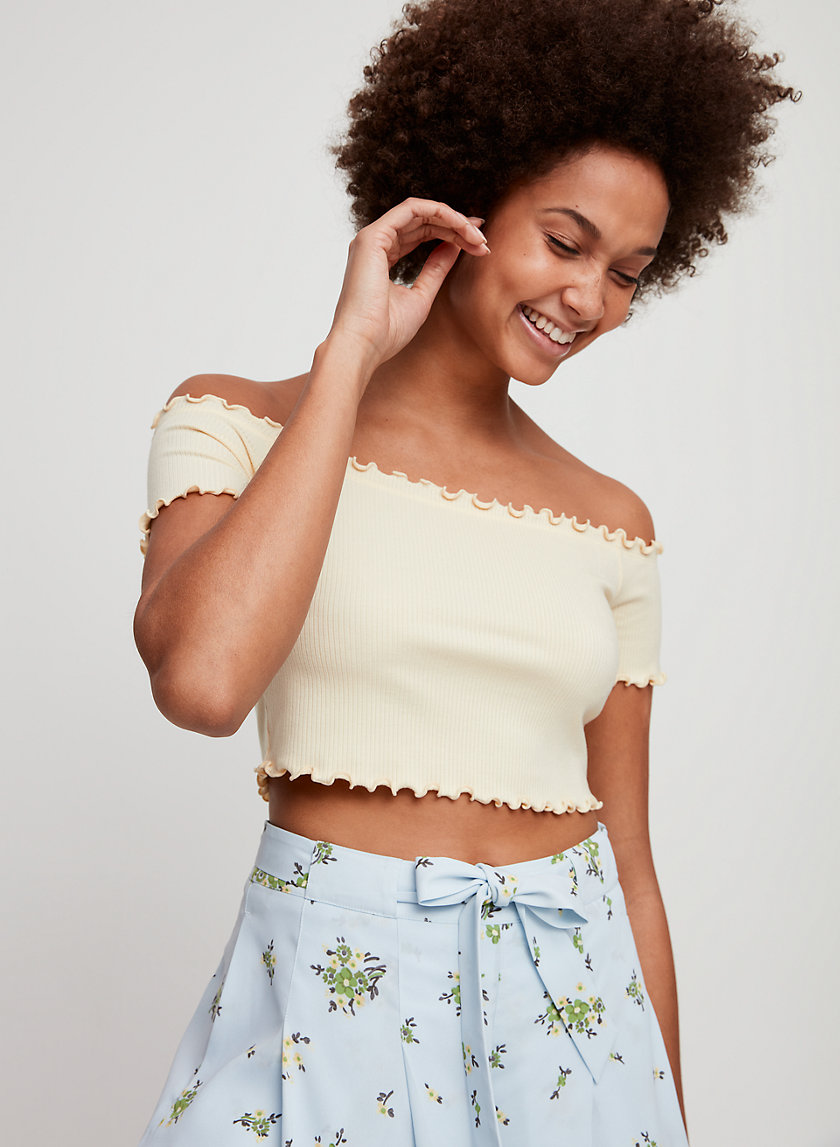 INDIGO T-SHIRT - Cropped, off-the-shoulder top INDIGO T-SHIRT - Cropped, off-the-shoulder top