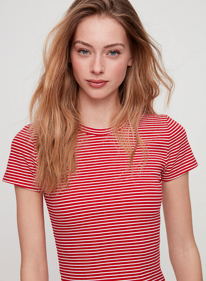 EVERDEEN T-SHIRT - Striped, ribbed t-shirt EVERDEEN T-SHIRT - Striped, ribbed t-shirt
