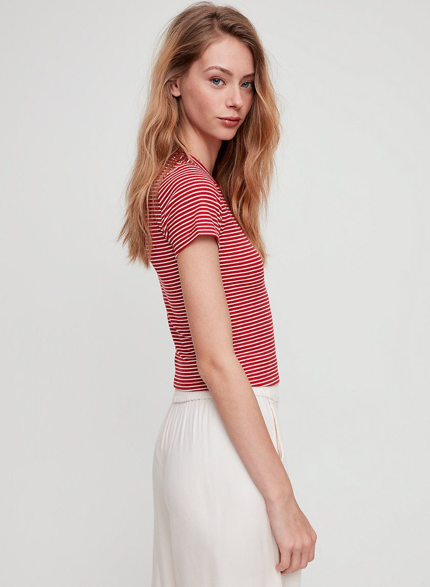 EVERDEEN T-SHIRT - Striped, ribbed t-shirt EVERDEEN T-SHIRT - Striped, ribbed t-shirt