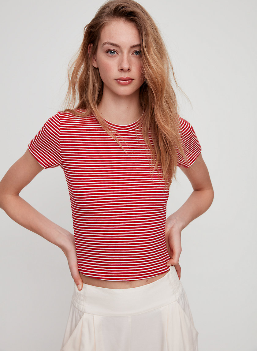 EVERDEEN T-SHIRT - Striped, ribbed t-shirt EVERDEEN T-SHIRT - Striped, ribbed t-shirt