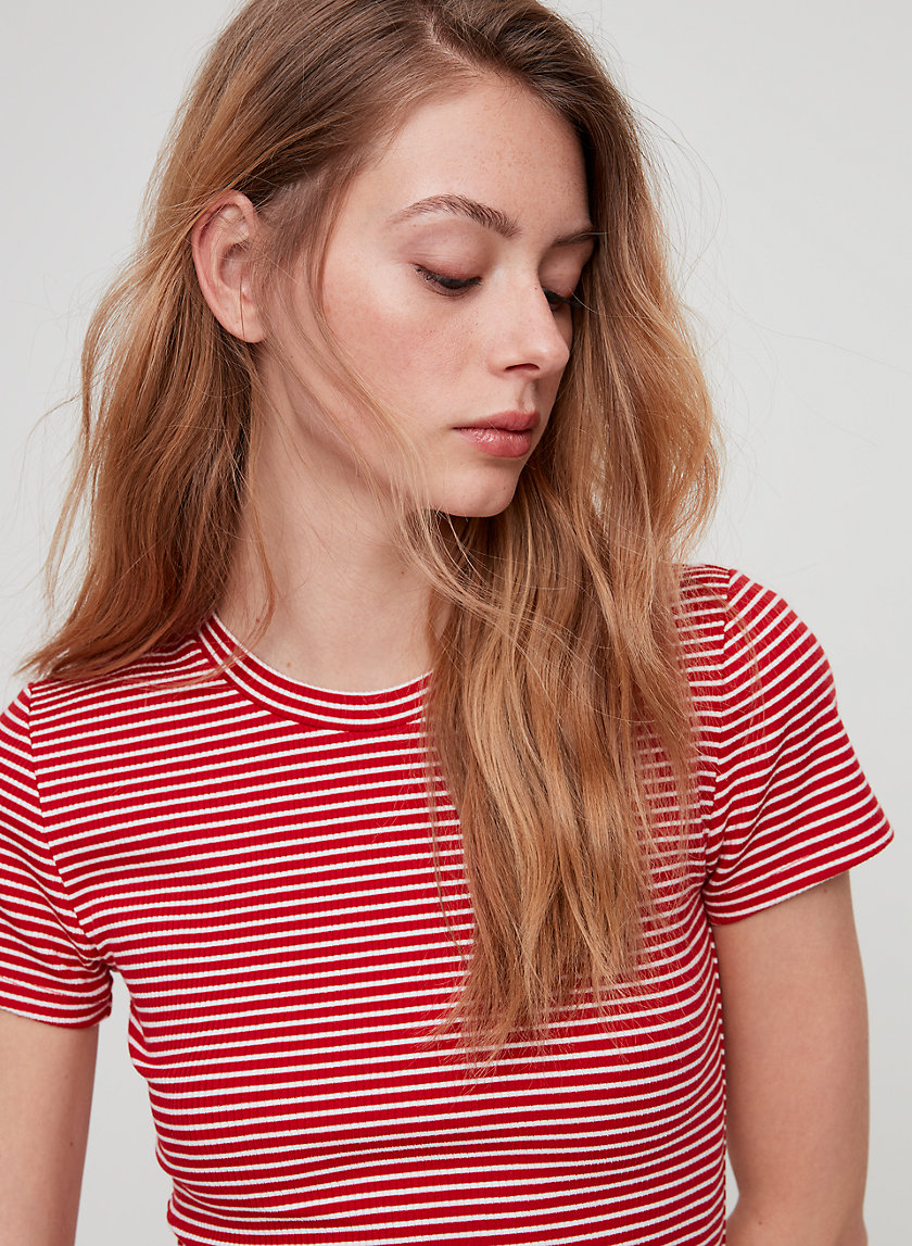 EVERDEEN T-SHIRT - Striped, ribbed t-shirt EVERDEEN T-SHIRT - Striped, ribbed t-shirt