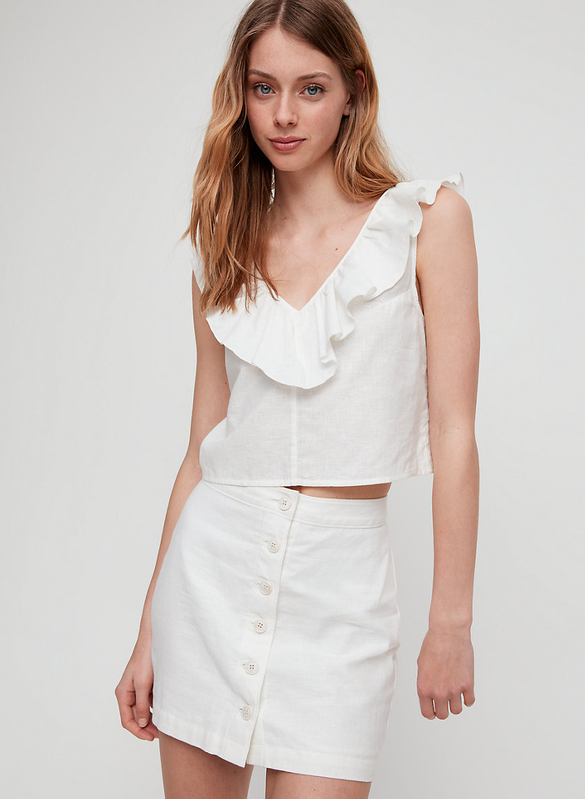 MICAH SKIRT - Button-front, linen mini skirt MICAH SKIRT - Button-front, linen mini skirt