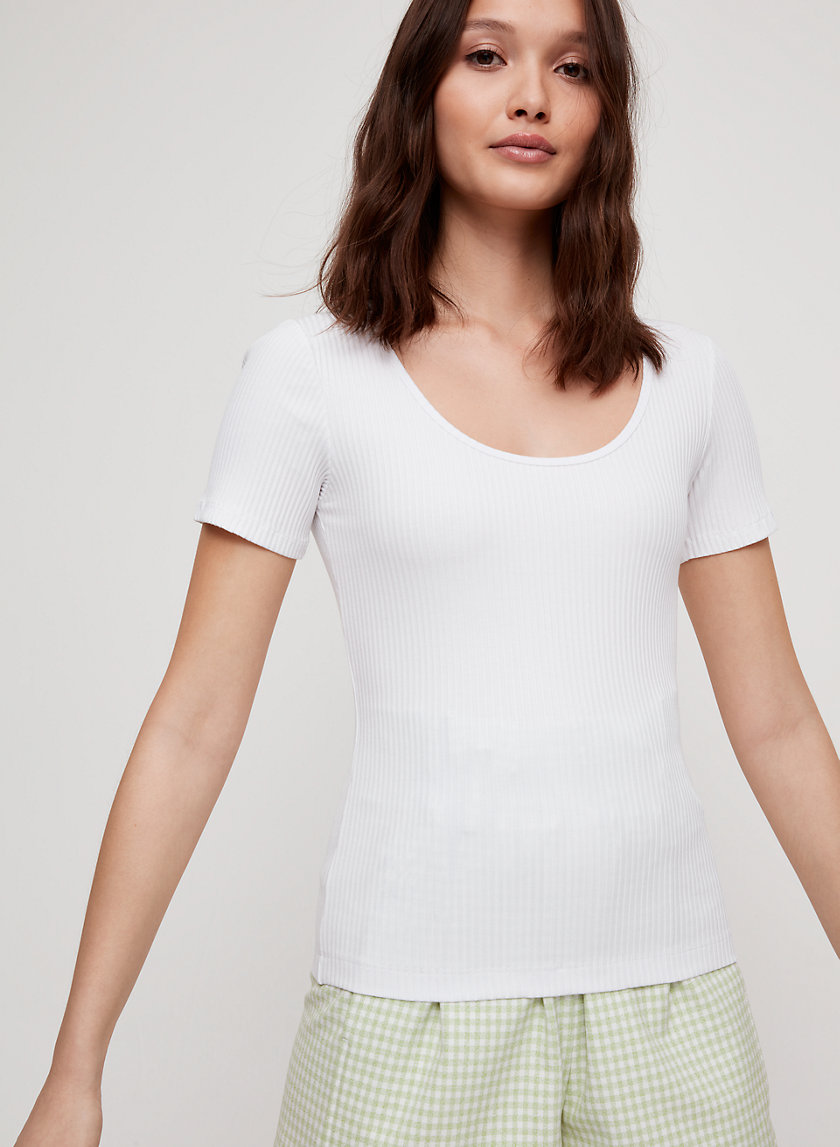 MAELLE T-SHIRT - Ribbed, scoop-neck tee MAELLE T-SHIRT - Ribbed, scoop-neck tee