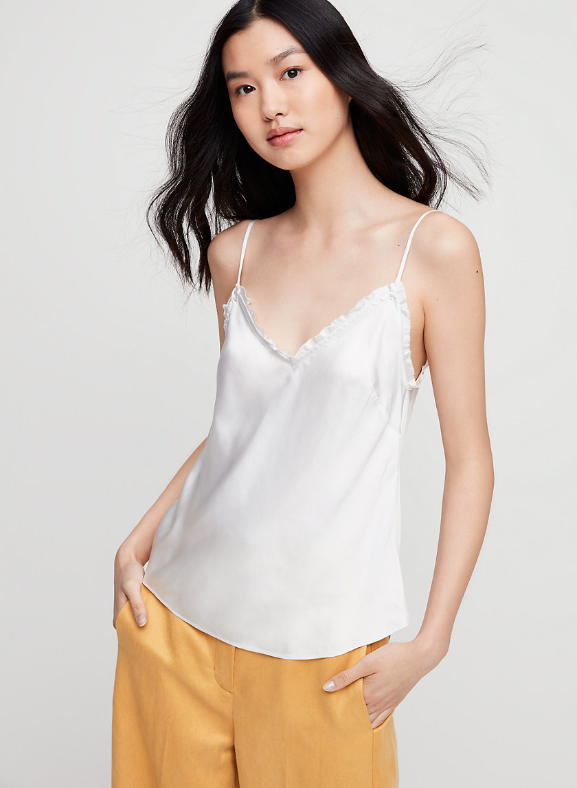 RUFFLE CAMISOLE - Satin ruffle-trim camisole RUFFLE CAMISOLE - Satin ruffle-trim camisole