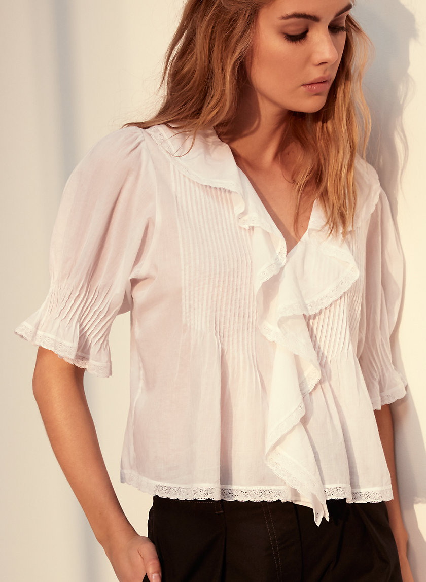 HONORÉ BLOUSE - Short-sleeve, ruffled blouse HONORÉ BLOUSE - Short-sleeve, ruffled blouse