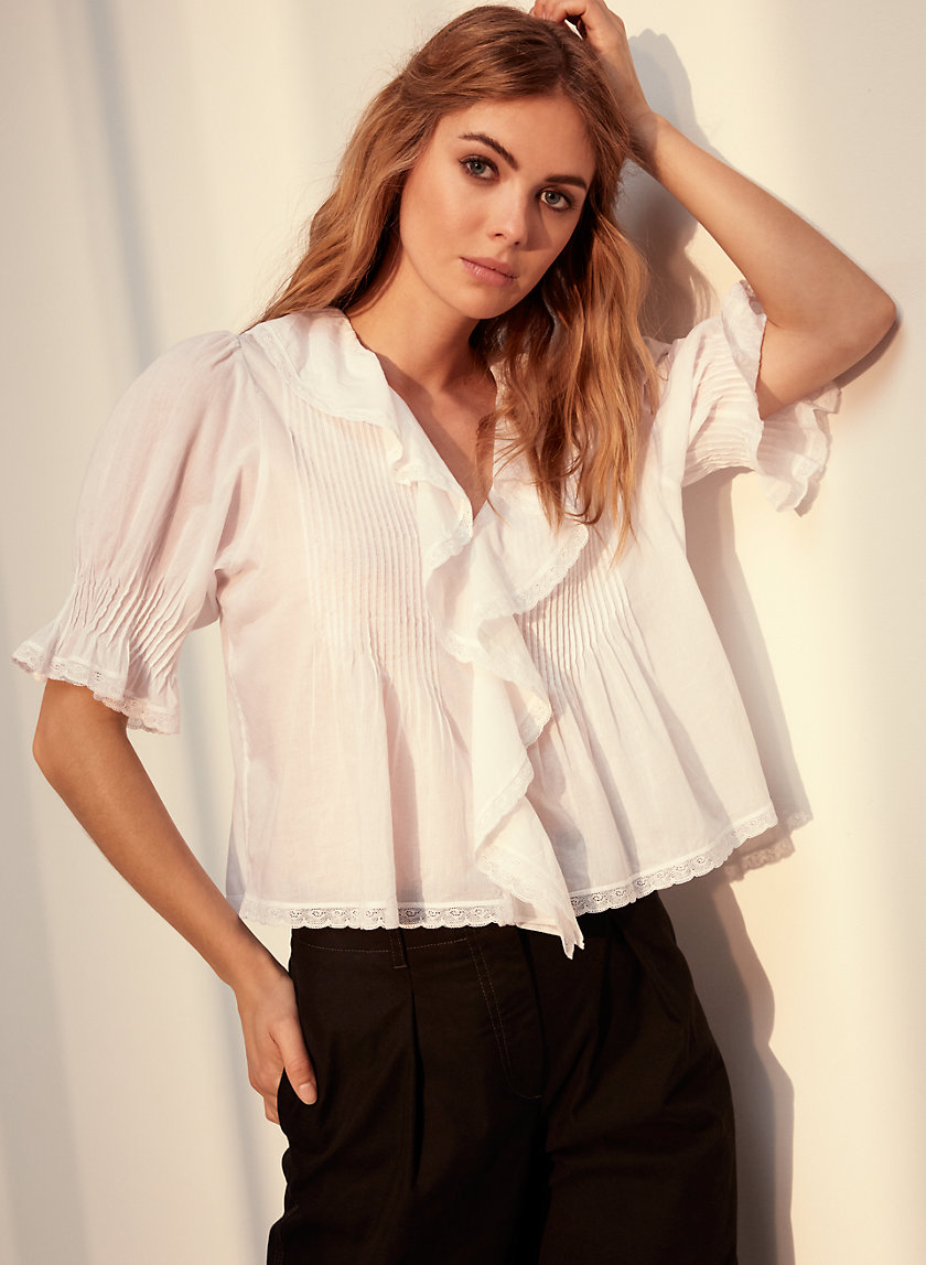 HONORÉ BLOUSE - Short-sleeve, ruffled blouse HONORÉ BLOUSE - Short-sleeve, ruffled blouse