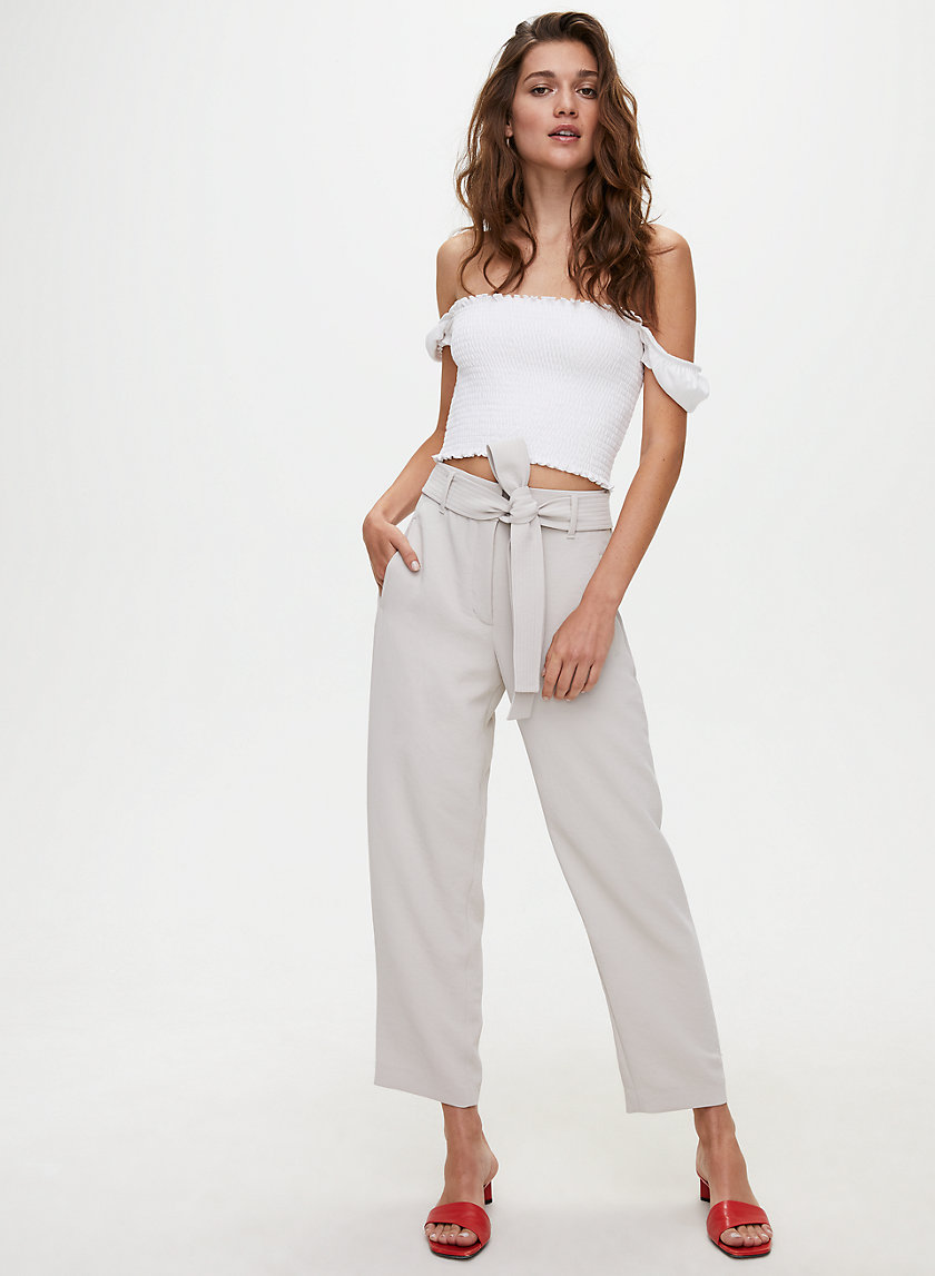 TIE-FRONT PANT - Cropped, high-waisted pants TIE-FRONT PANT - Cropped, high-waisted pants