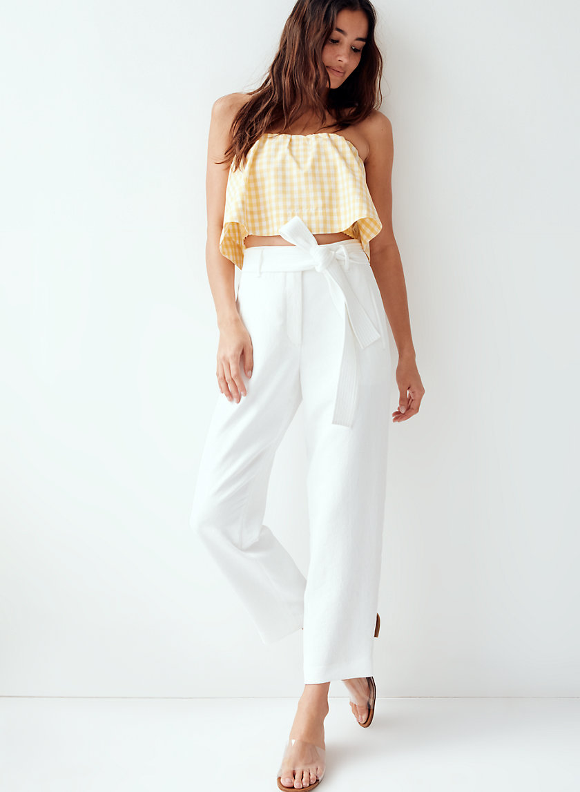 TIE-FRONT PANT - Cropped, high-waisted pants TIE-FRONT PANT - Cropped, high-waisted pants