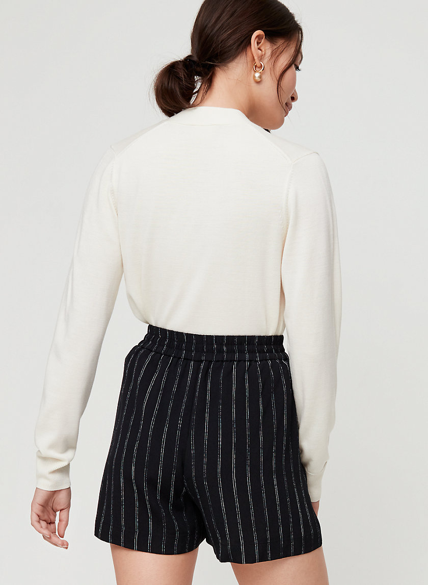 GEORGETTE SHORT - High-waisted pinstripe shorts GEORGETTE SHORT - High-waisted pinstripe shorts