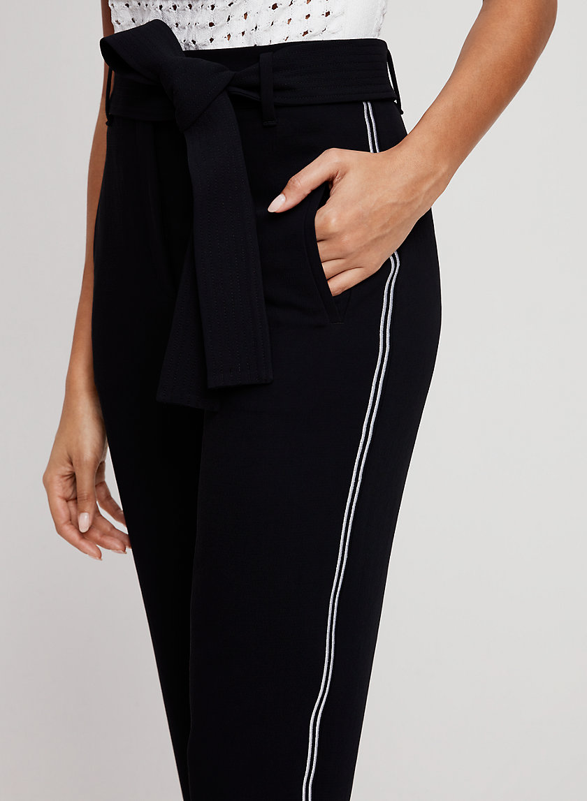 TIE-FRONT PANT - High-waisted pant with side stripe TIE-FRONT PANT - High-waisted pant with side stripe