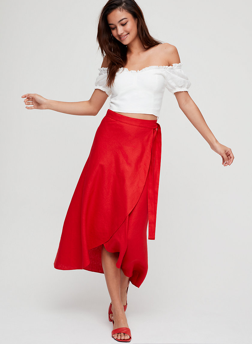 ELETA SKIRT - Linen-blend, wrap midi skirt ELETA SKIRT - Linen-blend, wrap midi skirt