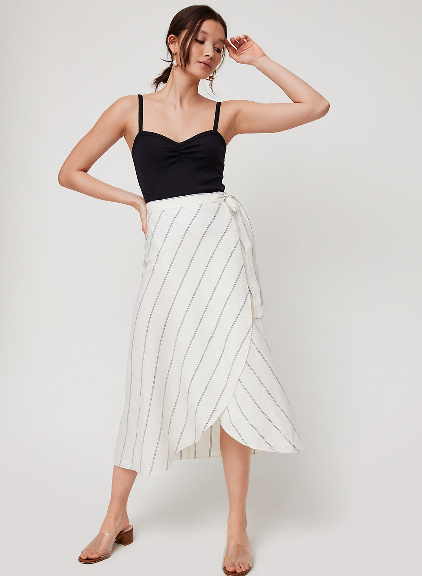 ELETA SKIRT - Striped, linen wrap skirt ELETA SKIRT - Striped, linen wrap skirt