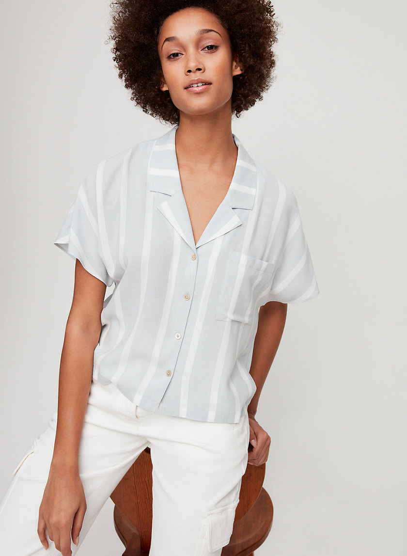 SHAWNA BLOUSE - Striped, short-sleeve blouse SHAWNA BLOUSE - Striped, short-sleeve blouse