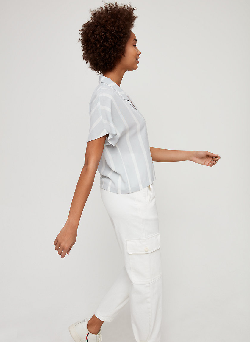 SHAWNA BLOUSE - Striped, short-sleeve blouse SHAWNA BLOUSE - Striped, short-sleeve blouse