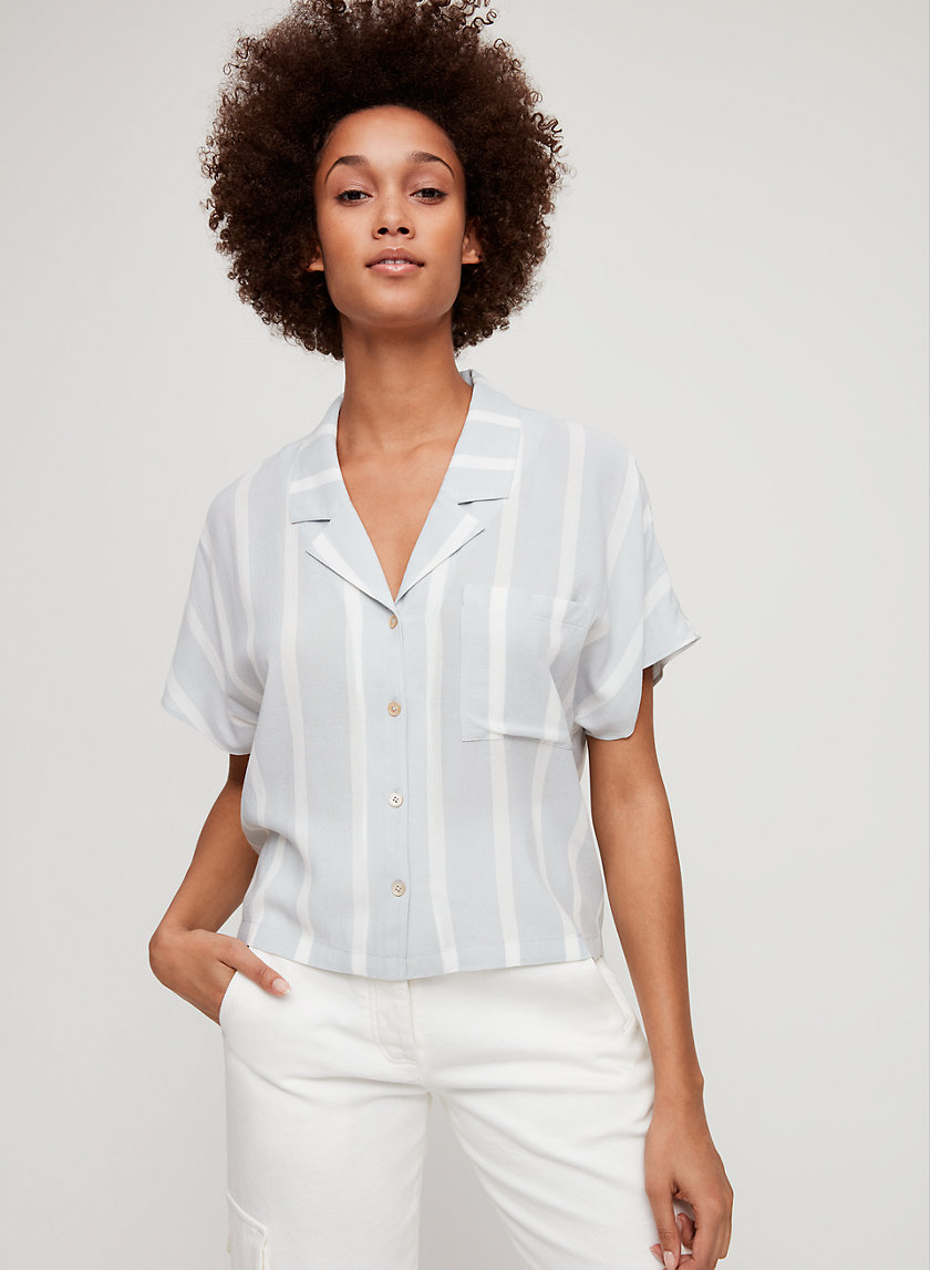 SHAWNA BLOUSE - Striped, short-sleeve blouse SHAWNA BLOUSE - Striped, short-sleeve blouse