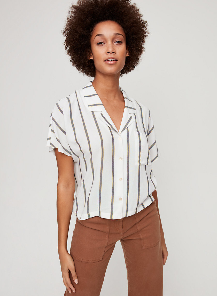 SHAWNA BLOUSE - Striped, short-sleeve blouse SHAWNA BLOUSE - Striped, short-sleeve blouse