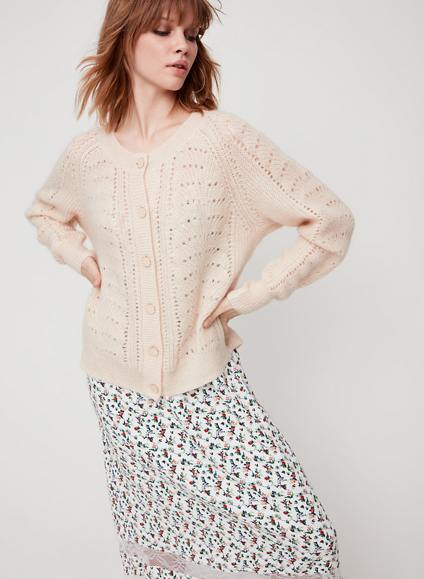 ROSELLA SWEATER - Pointelle-stitch cardigan sweater ROSELLA SWEATER - Pointelle-stitch cardigan sweater