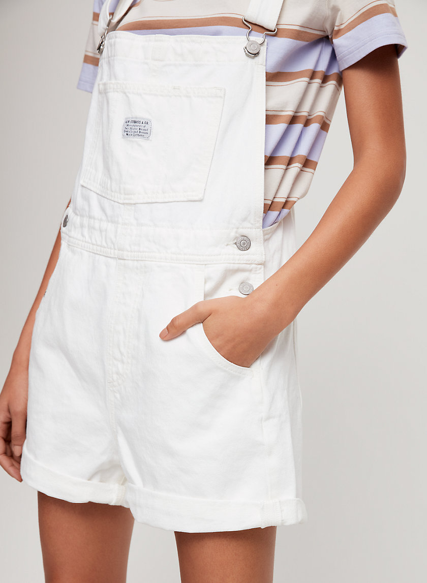 levi's white overall shorts