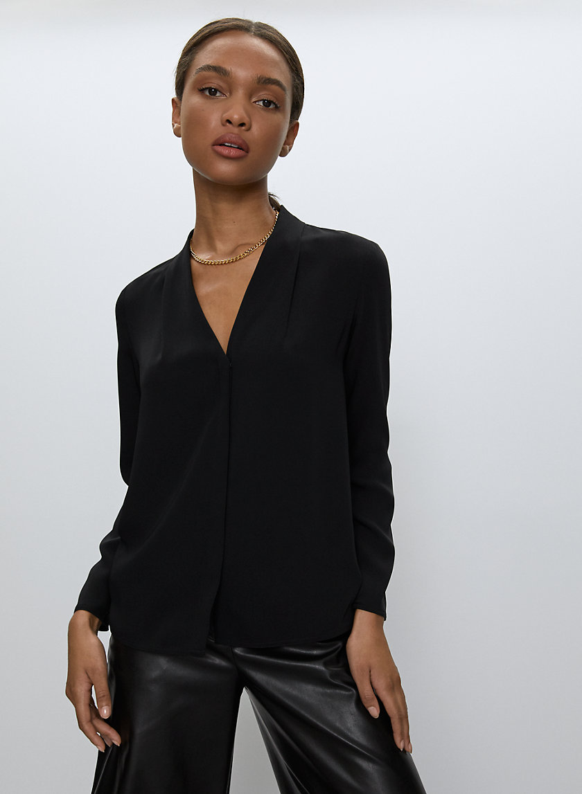 POWER BLOUSE - Long-sleeve, matte-satin blouse POWER BLOUSE - Long-sleeve, matte-satin blouse