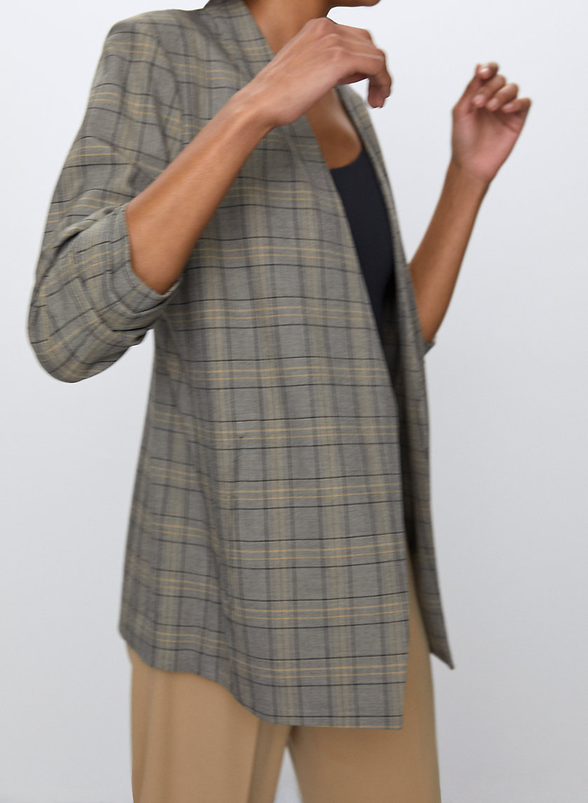 POWER CHECK BLAZER - 3/4-sleeve plaid blazer POWER CHECK BLAZER - 3/4-sleeve plaid blazer