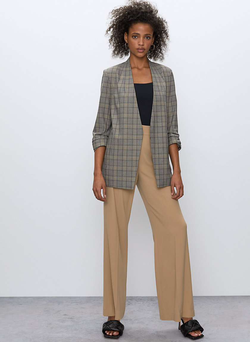 POWER CHECK BLAZER - 3/4-sleeve plaid blazer POWER CHECK BLAZER - 3/4-sleeve plaid blazer