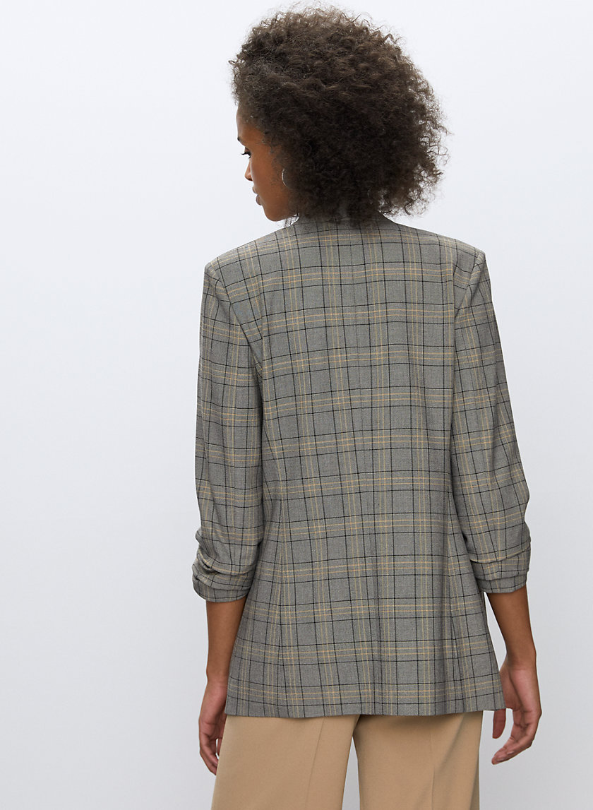 POWER CHECK BLAZER - 3/4-sleeve plaid blazer POWER CHECK BLAZER - 3/4-sleeve plaid blazer