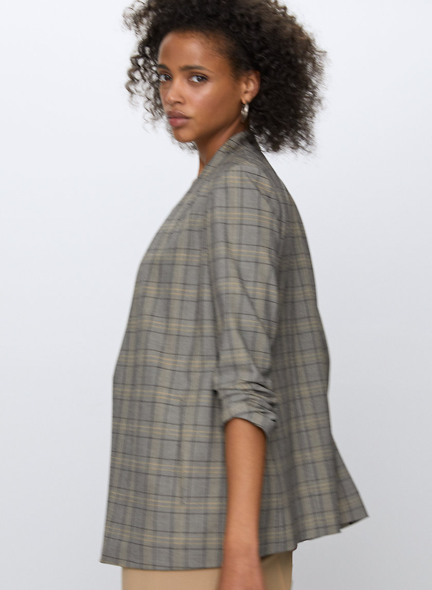 POWER CHECK BLAZER - 3/4-sleeve plaid blazer POWER CHECK BLAZER - 3/4-sleeve plaid blazer