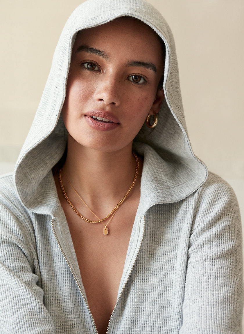 aritzia waffle zip up
